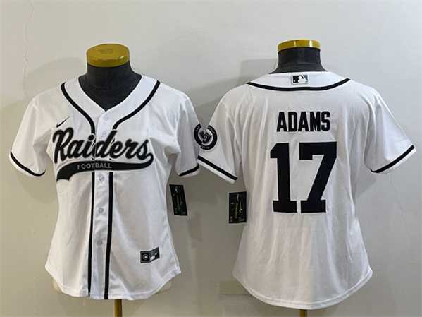 Women%27s Las Vegas Raiders #17 Davante Adams White With Patch Cool Base Stitched Baseball Jersey->women nfl jersey->Women Jersey